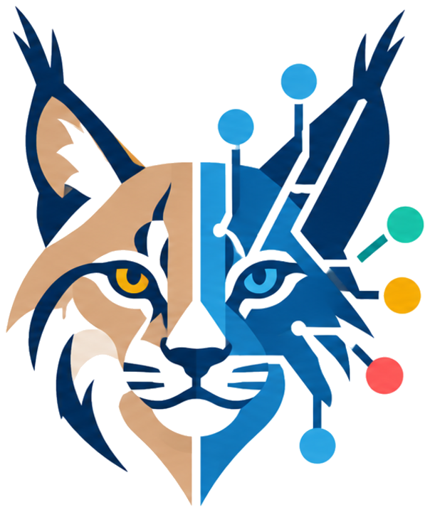 Logotipo de Toledo Impacta: lince ibérico mitad natural, mitad tecnológica